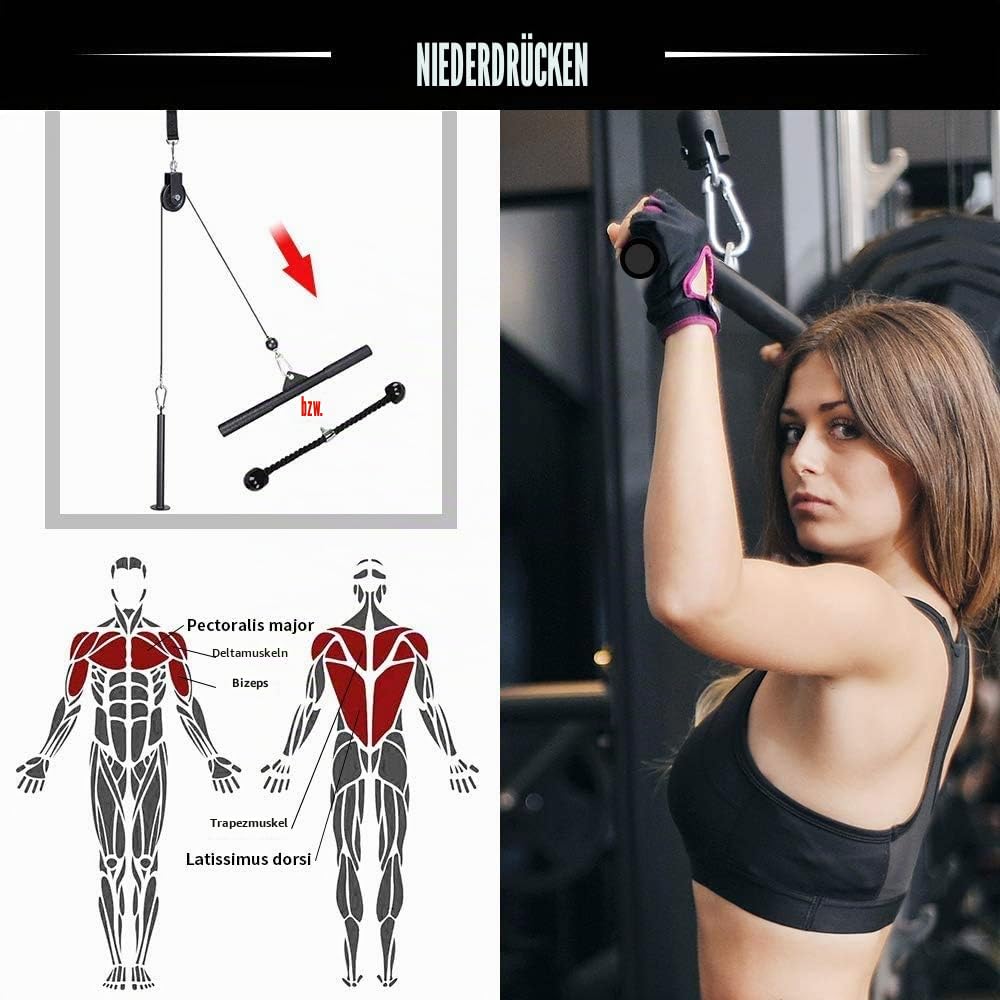 Fitness Kabelzug Set für Home Gym,Latzug Seilzug für LAT Pull Down,Trizeps