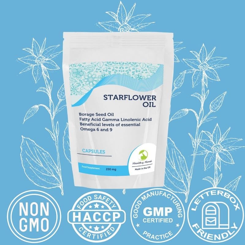 STARFLOWER Capsule Softgel all'olio di semi di borragine, 250 mg di acido gamma-linolenico, formula migliorata per una salute ottimale