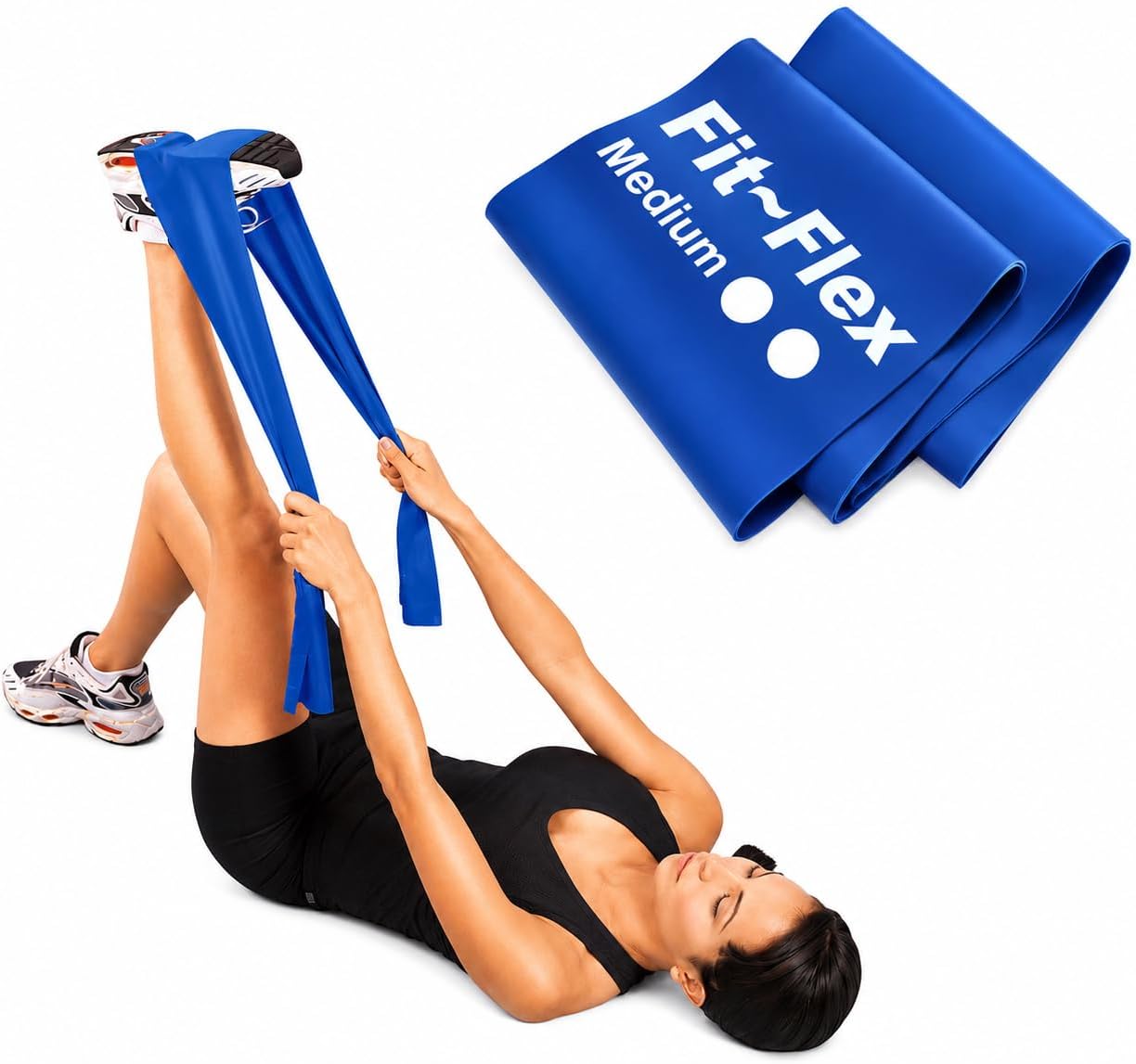 Fit-Flex Resistance Exercise Band - 2m Length - 3 Flex Options โ Pilates, Yoga, Rehab, Stretching, Strength Training (Medium)