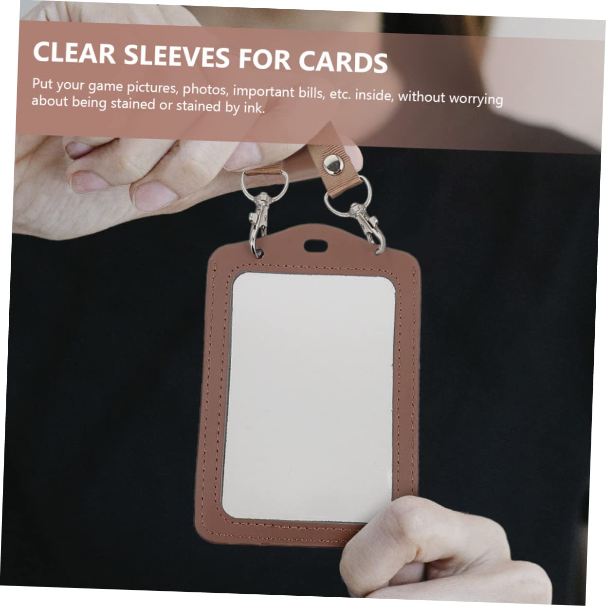 HOMSFOU 3 ensembles Porte-Badge Porte-Nom Porte-Clés Porte-Cartes Transparents Porte-Images De Jeu Protège-Cartes Transparents Petits Porte-Cartes En Polyuréthane 2 pièces * 3
