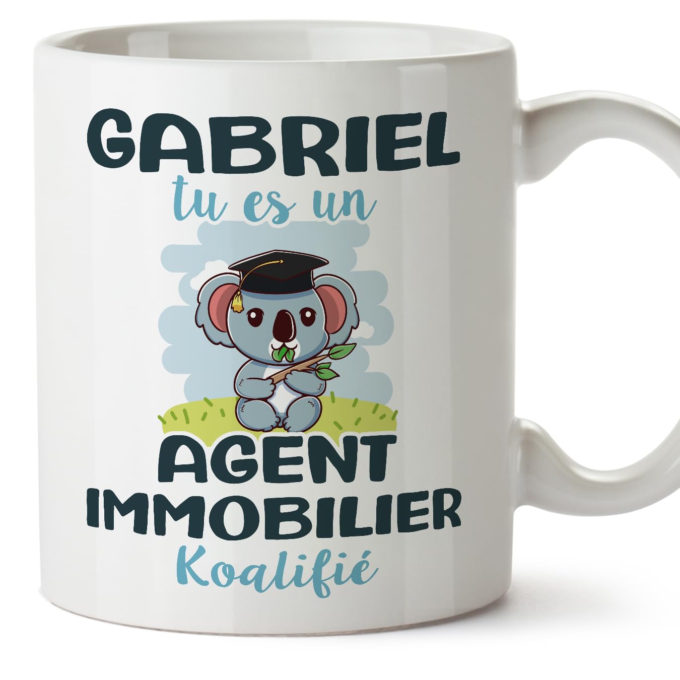 MUGFFINS Personalised Mug for Real Estate Agent Man - in French - Koalifies Personalisés - Funny Custom Gift for Colleagues - Ceramic 11oz Mug
