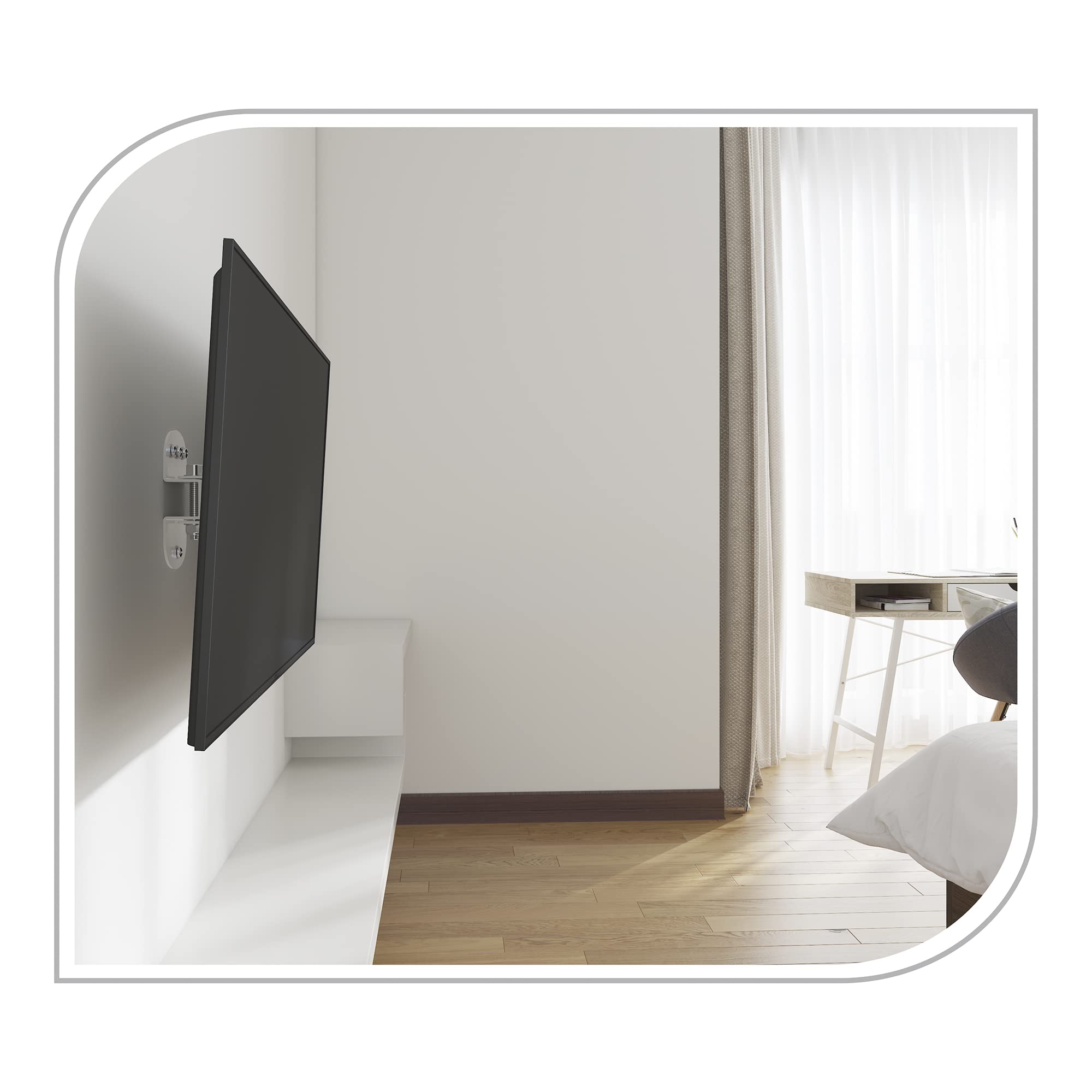 PureMounts® TV Bracket Swivel Vesa 100 Wall Distance 75 mm Maximum Load 25.0 kg Tilts 3°/-12° Swivel 25°/-25° White - Image 4