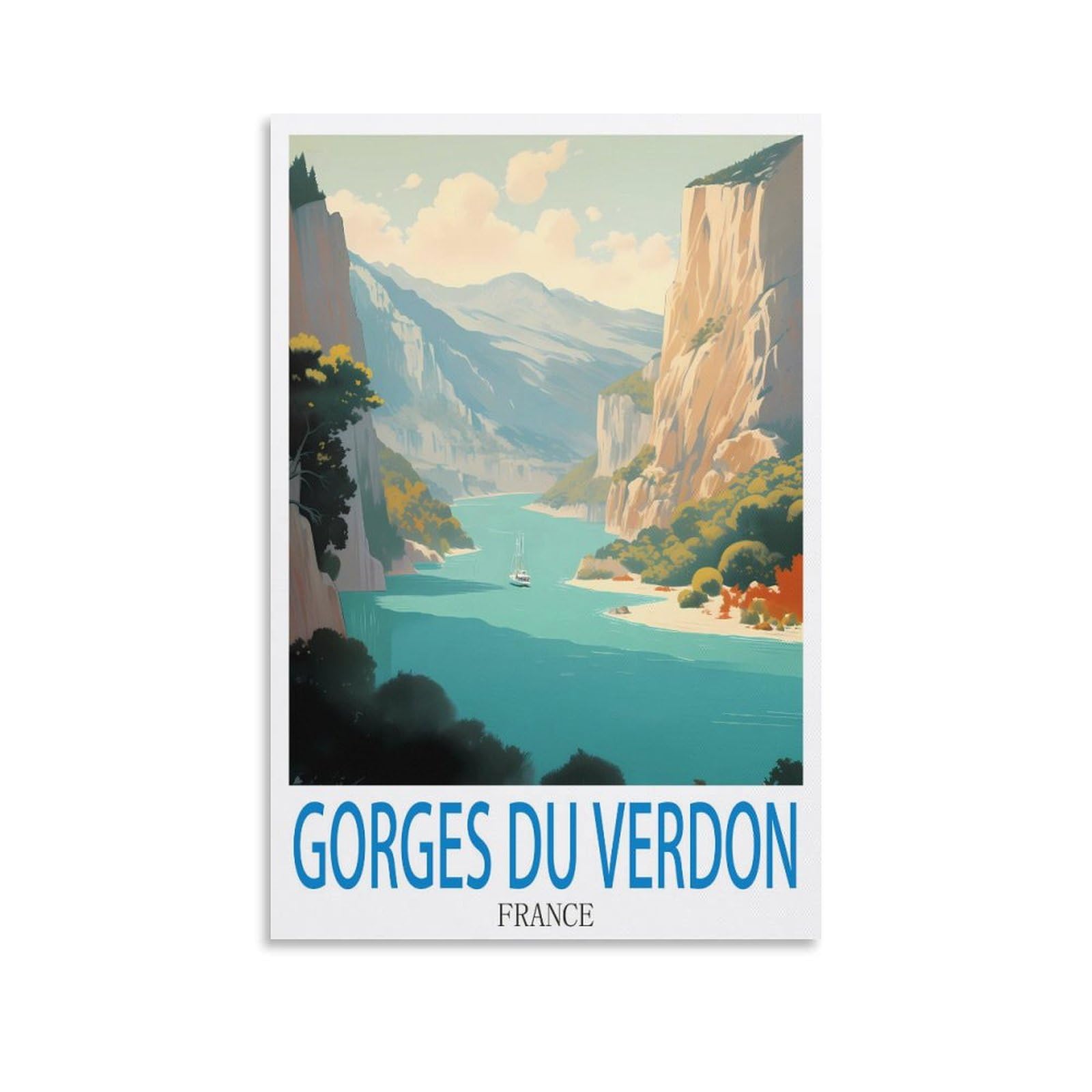 EZMLFA 5D Diamond Painting Kits,Gorges Du Verdon France,Diamond Painting Kits for Beginners Round Full Drill Painting with Diamonds Gem Art for Home Wall Decor 40x50cm