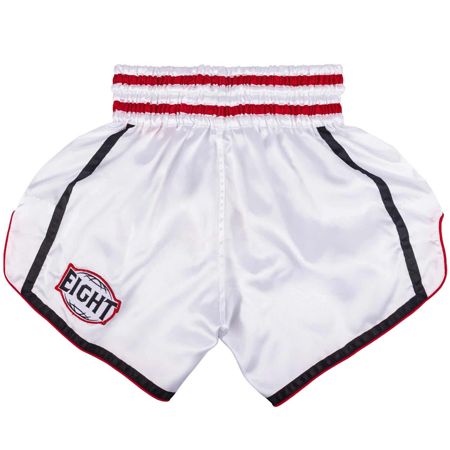 8 WEAPONS Muay Thai Shorts Bangkok, Weiß-Schwarz, Kickboxhose für Training & Wettkampf, Thaibox Shorts Polyester, Atmungsaktiv, Langlebig, Kampfsporthose für MMA, K1, Boxen, Thai Boxen