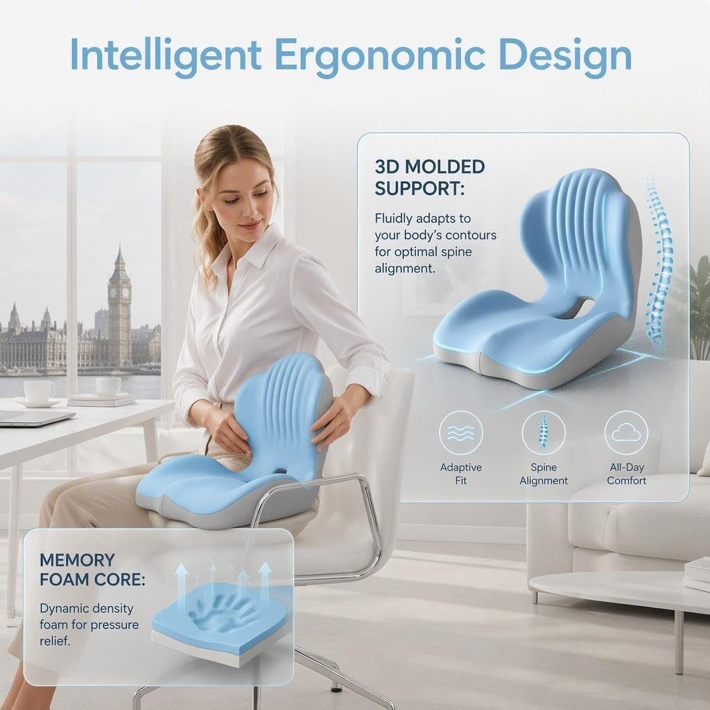 Cuscino del sedile ergonomico in memory foam con supporto for la schiena