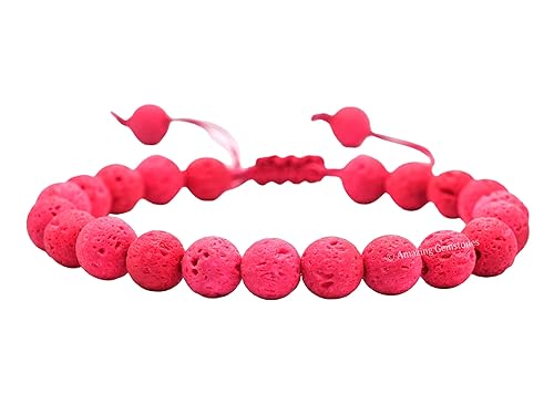 Miniatura 1 de Pink Lava Bracelet for Women Men's Gifts - Protection Healing Crystal Bracelet - 8mm Gemstone Beaded Adjustable Bracelet Pulseras Para Hombres Mujer