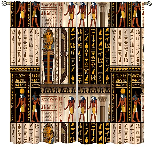 Cortinas do Egito Antigo, Estilo Egípcio Blackout Tratamentos de Janela para Sala de Estar, Impressã