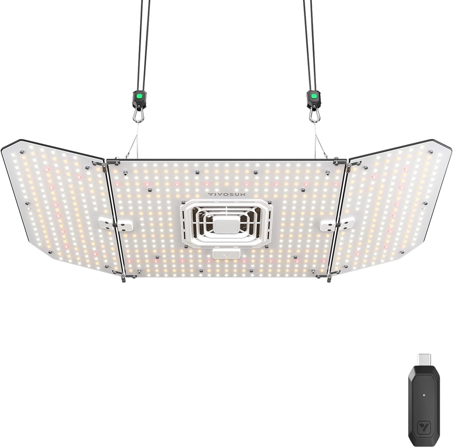 AeroLight Wing AW200SE 200W LED Grow Light with Built-In Traffic Fan and GrowHub Controller E25 App Compatible and E42A 3 x 3 Feet Adjustment Cover
