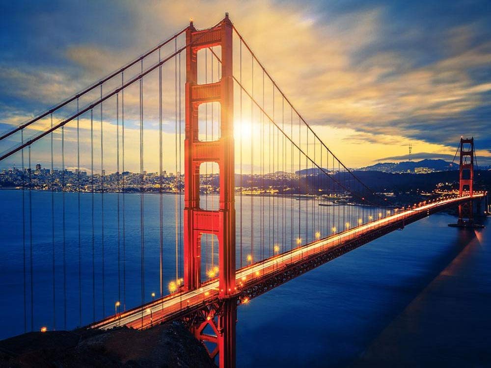 Diamond Painting 5D 30x40cm: Golden Gate Bridge Di Notte – Kit Completo Con Tela E Diamanti - 2