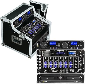 PD PDX350 DJ CD Mixer with STM-3007 6-Channel Bluetooth DJ Mixing Desk & Live-In Flight Case - Complete CD Mixing Deck Package Perfect for Mobile DJs | Rapid Setup, and Durable Transport Solution