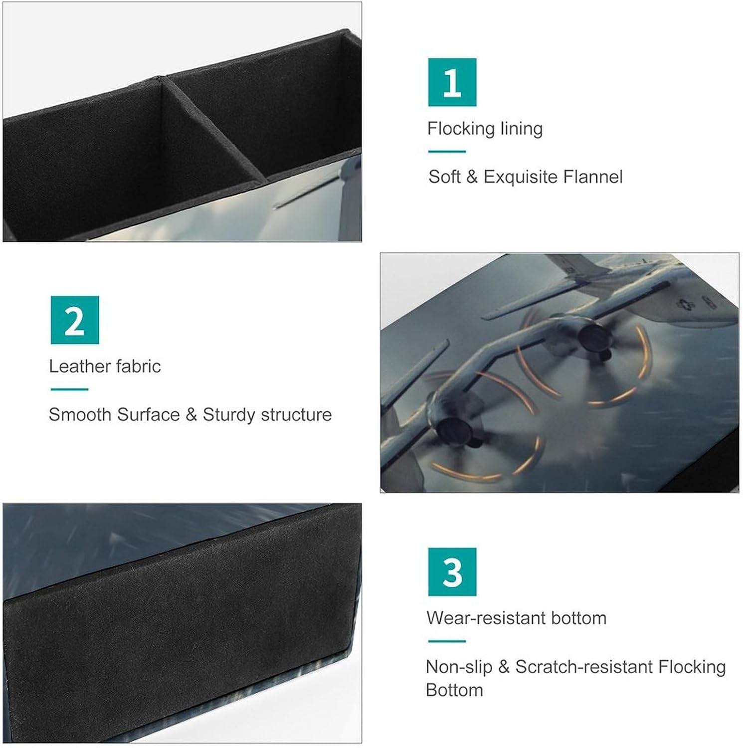 E-2D Advanced Hawkeye Fighter Jet Pencil Pen Holder PU Leather Desk Storage Organizer Makeup Brush Box