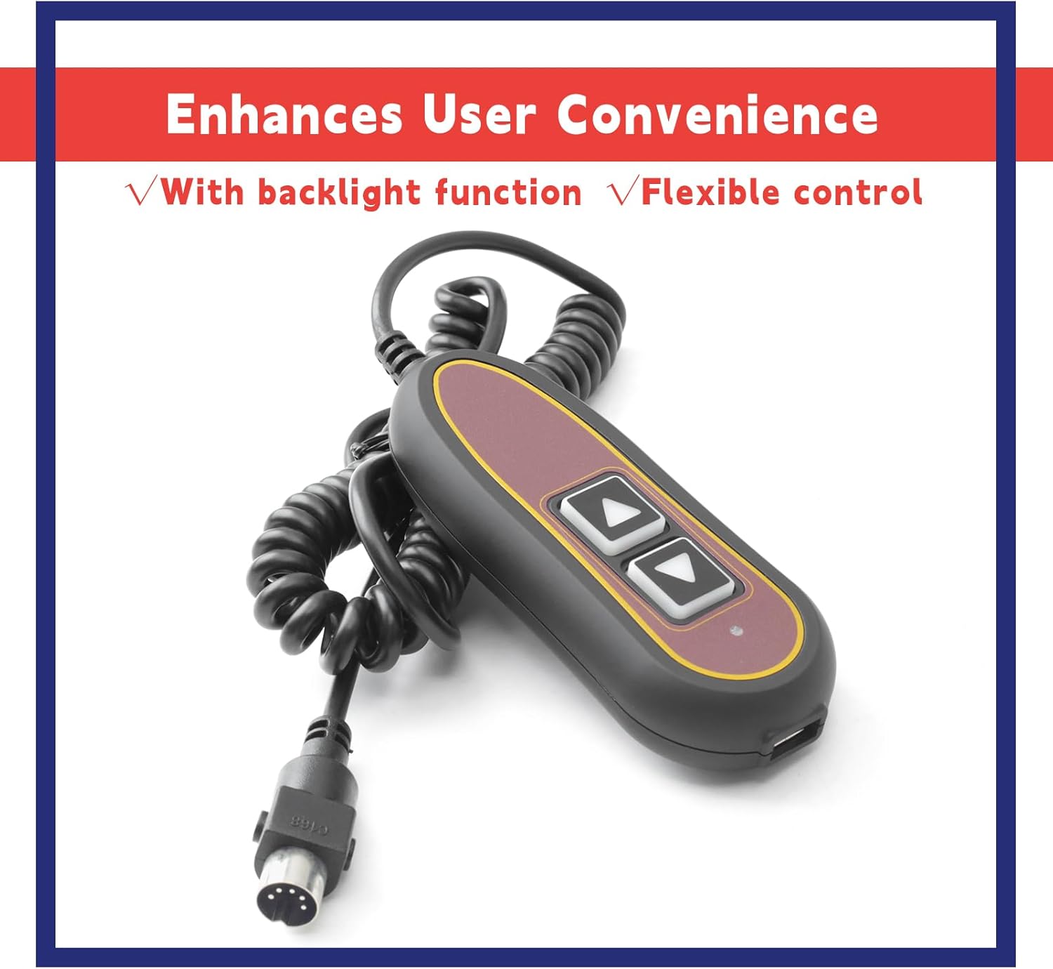 2 Button 5 Pin Remote ZK1200-HC Replacement for Golden for Limoss for Kaidi Motors for RMT for Dewert Hand Controller with Backlight and USB for Lift Chair Power Recliner