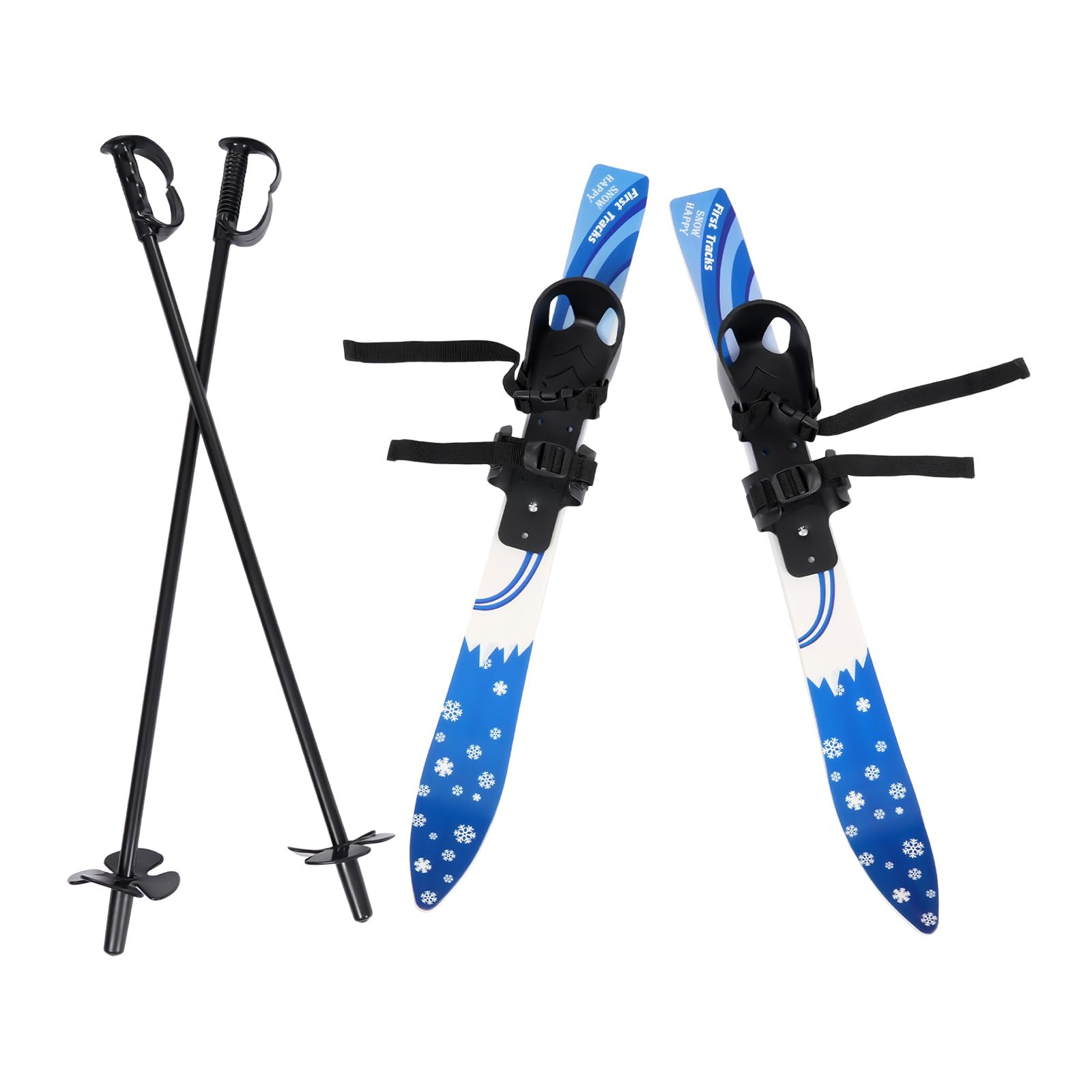 Skis - Snowblades avec bâtons de ski - 68 x 6 cm - Mini skis pour 2 à 8 ans - Bleu