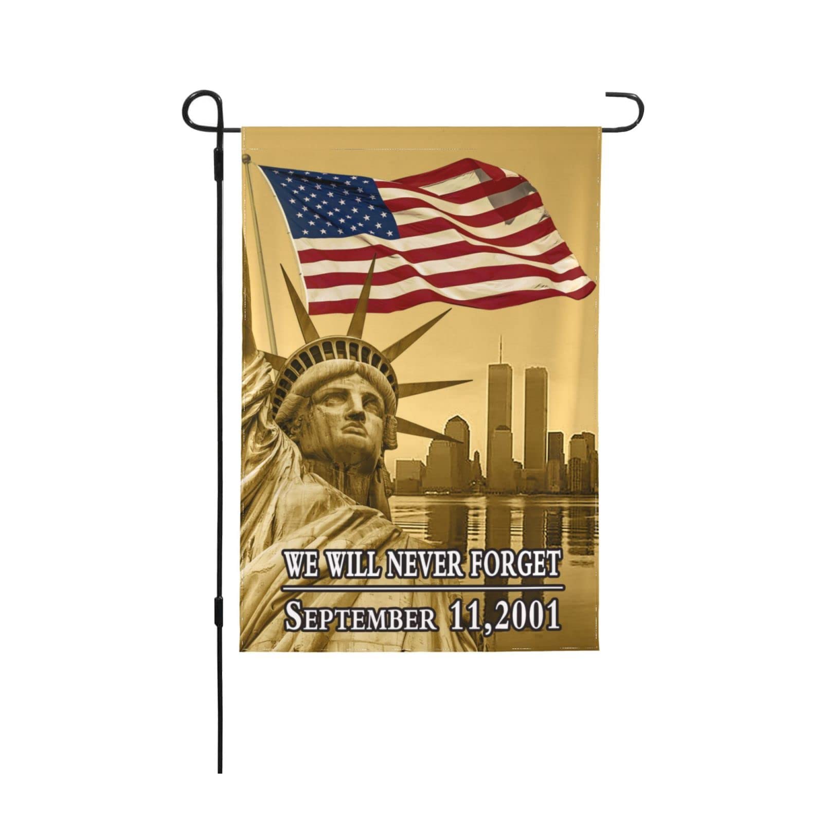 We Will Never Forget 9-11 flaga ogrodowa 60 cm x 100 cm dwustronna trwała odporna na blaknięcie flaga na zewnątrz podwórko ganek trawnik dekoracja domu flaga banery