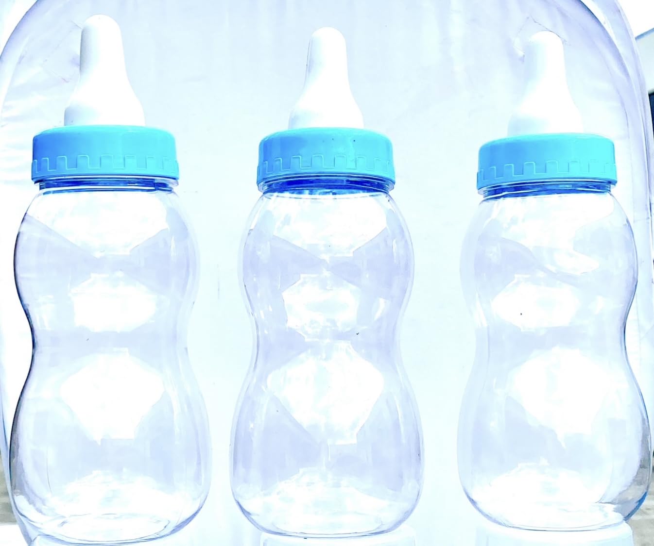 Paradise Beach Baby Bottle Piggy Bank Funny Coin Bank Transparent PVC Size 28.45x10.92x10.92cm Piggy Bank for Kids Toddler Boys Girls 3 pcs (Blue)