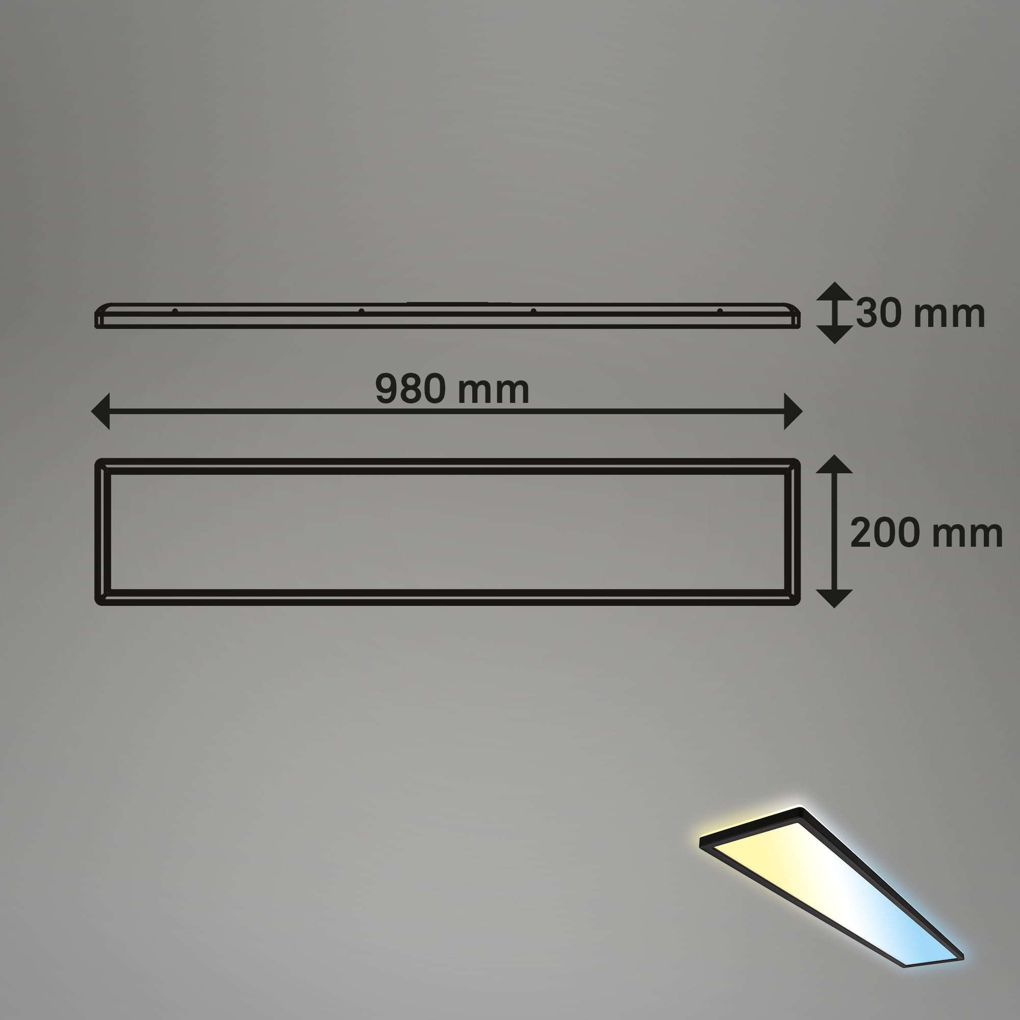 BRILONER - LED Deckenlampe 98cm mit indirektem Licht, flach, dimmbar, CCT, Lampe, Deckenleuchte, Wohnzimmerlampe, LED Panel, Küchenlampe, Schlafzimmerlampe, Flur, 98x20x3 cm, Schwarz