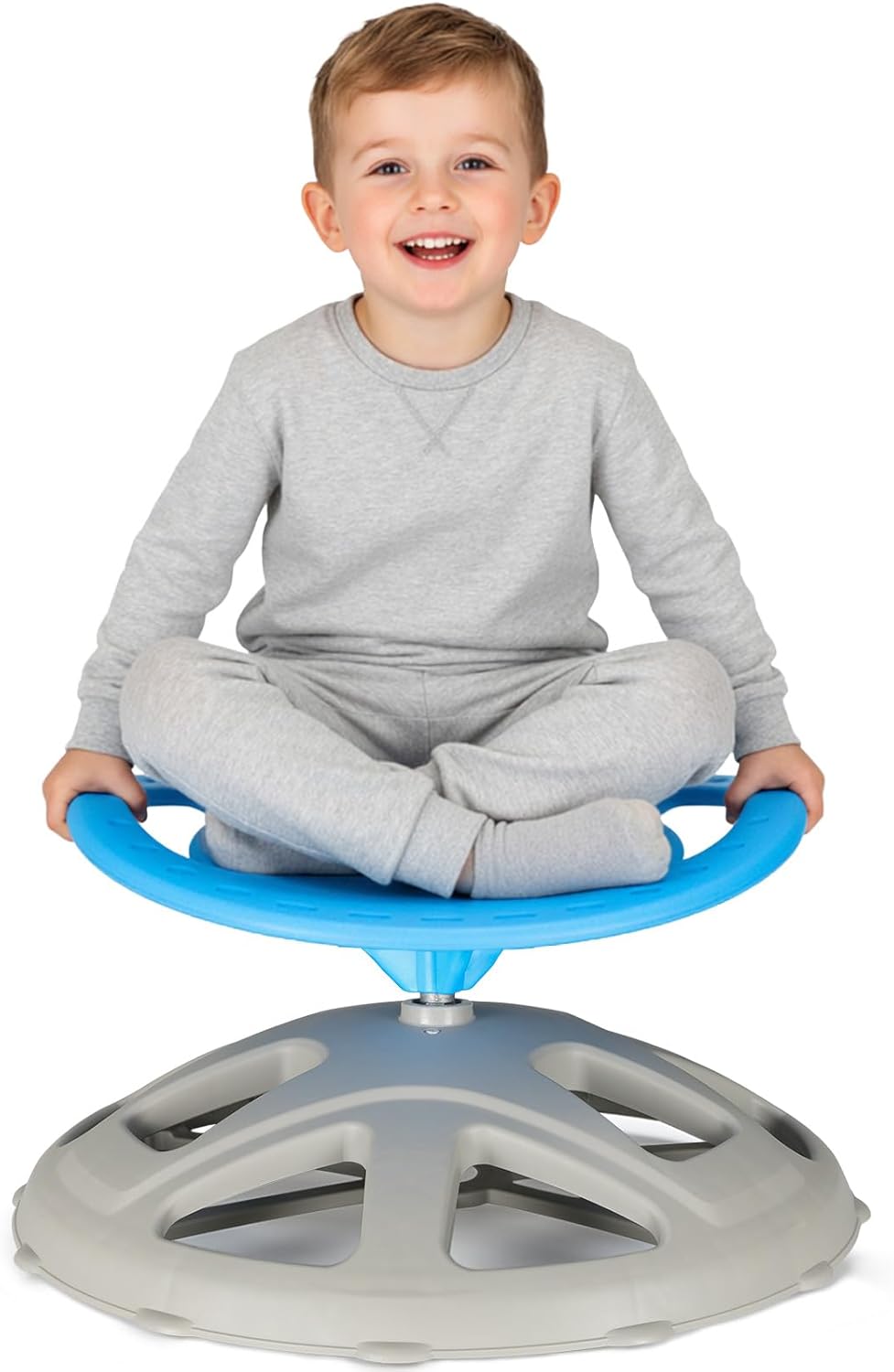 Arlopu Large Size Spinning Chair for Autistic Kids, 360°Sensory Swivel Chair w/Safety Handle & Upgraded Base for ADHD Children, 220 LBS Weight Capacity Sit and Spin Training Body Coordination (Blue)