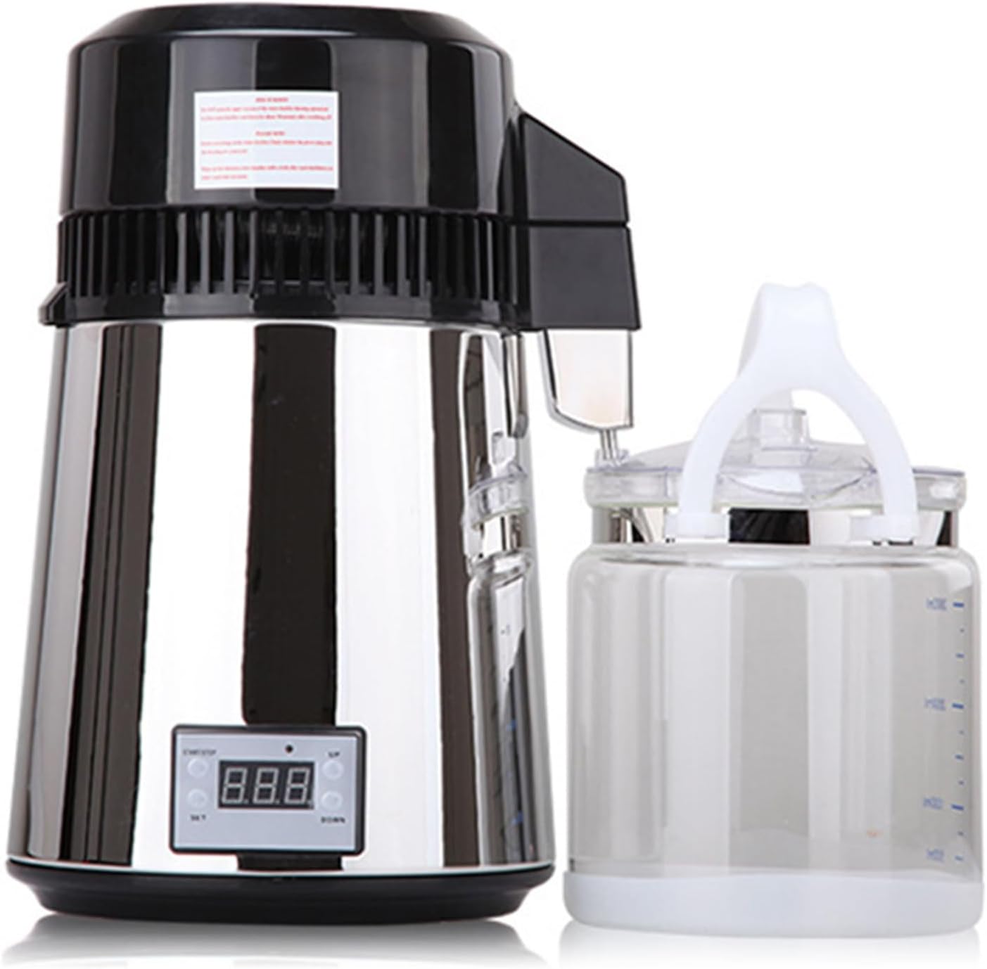 Distilled Water Machine, 1.1 Gal Water Distiller, 800W Countertop Distilled Water Maker with Glass Container & Temperature Control, Home Distiller for Water, Alcohol, Essential Oil