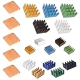 Easycargo 20pcs Raspberry Pi Heatsink Kit Aluminum + Copper + Thermal Conductive Adhesive Tape for Cooling Cooler Raspberry Pi 5 4 3B+ 3 (Multicolored 20pcs)