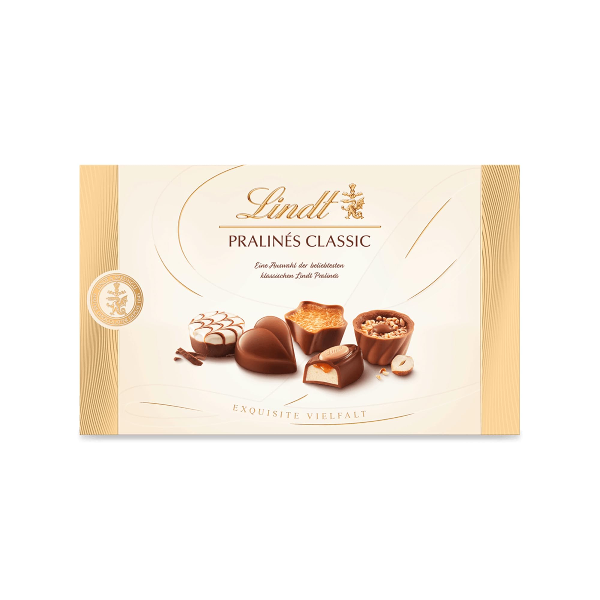 Lindt Schokolade | Pralinés Classic Schachtel | 125g | 12 Pralinen in 7 köstlichen Sorten, teilweise mit Alkohol | Pralinen-Schokoladen-Geschenk