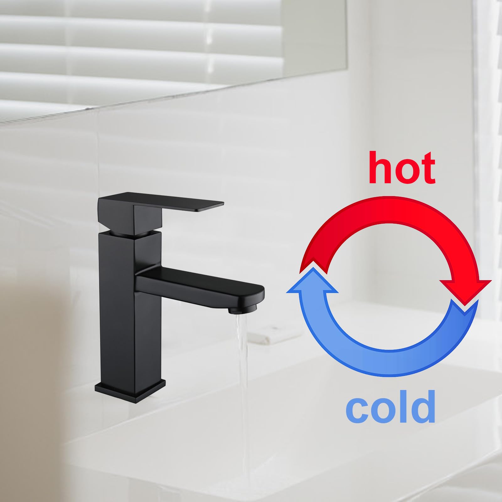 Rubinetto Lavabo Bagno Nero In Acciaio Inox - Monoforo Con Miscelatore Freddo/Caldo - Per Cucina O Bagno - Foto 6