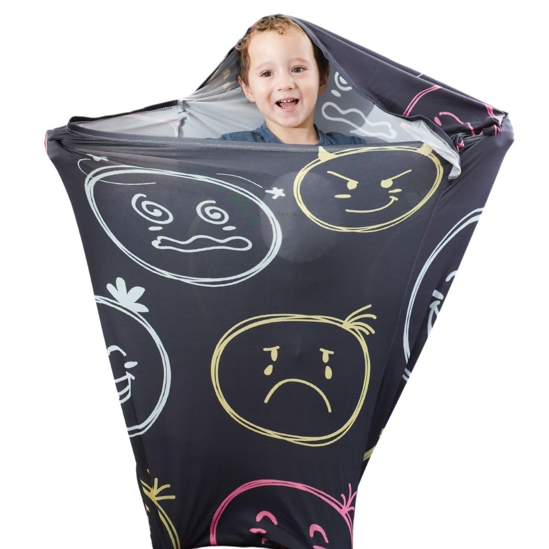 Dr Squish Sensory Bags - Body Wrap to Reduce Stress - Breathable Sensory Sack for Toddler Boys and Girls - Sensory Toy for Calming Feeling (Emoji Design) (Medium)