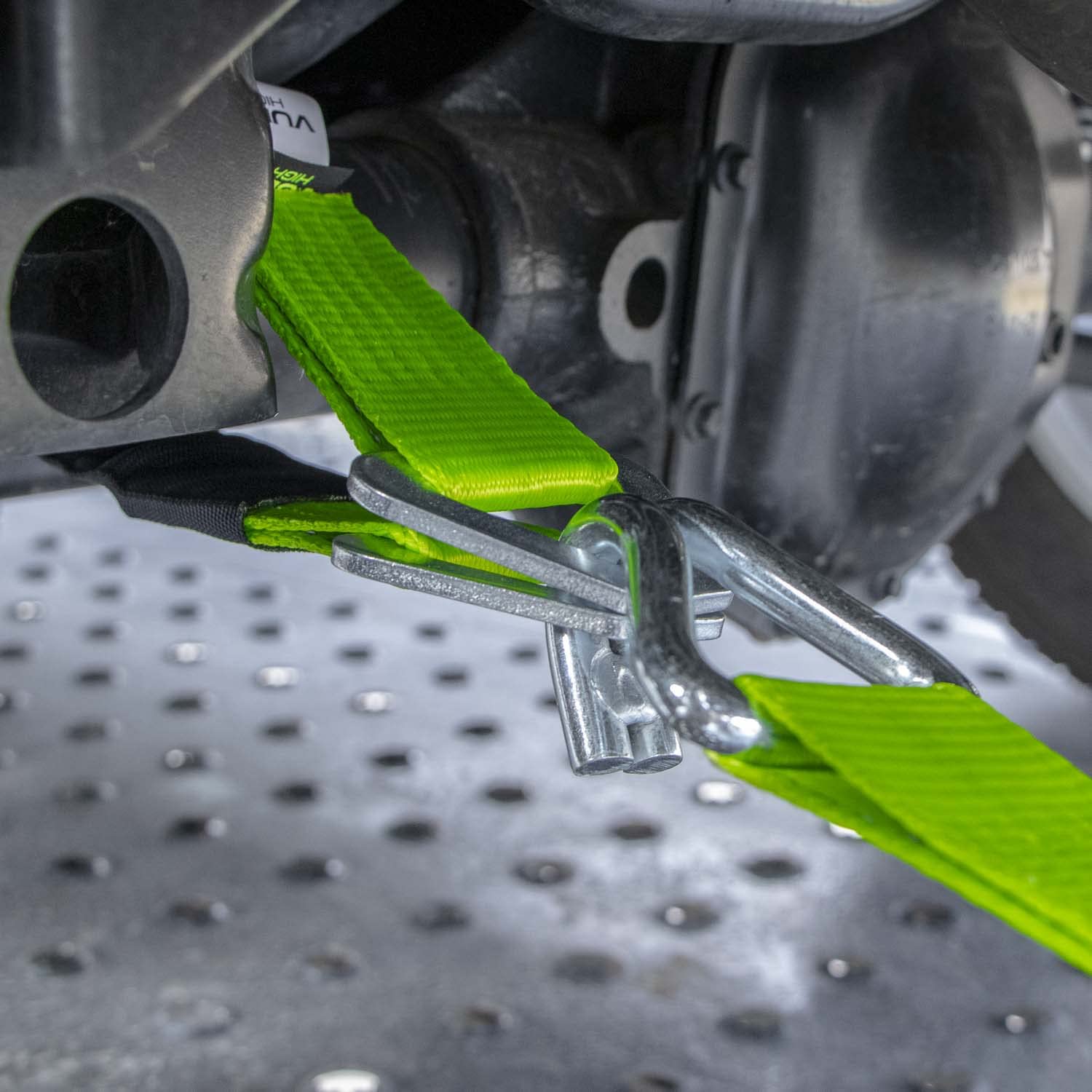 Vulcan Car Tie Down Axle Strap with Wear Pad - 2 Inch x 22 Inch - 4 Pack - High-Viz - 3,300 Pound Safe Working Load