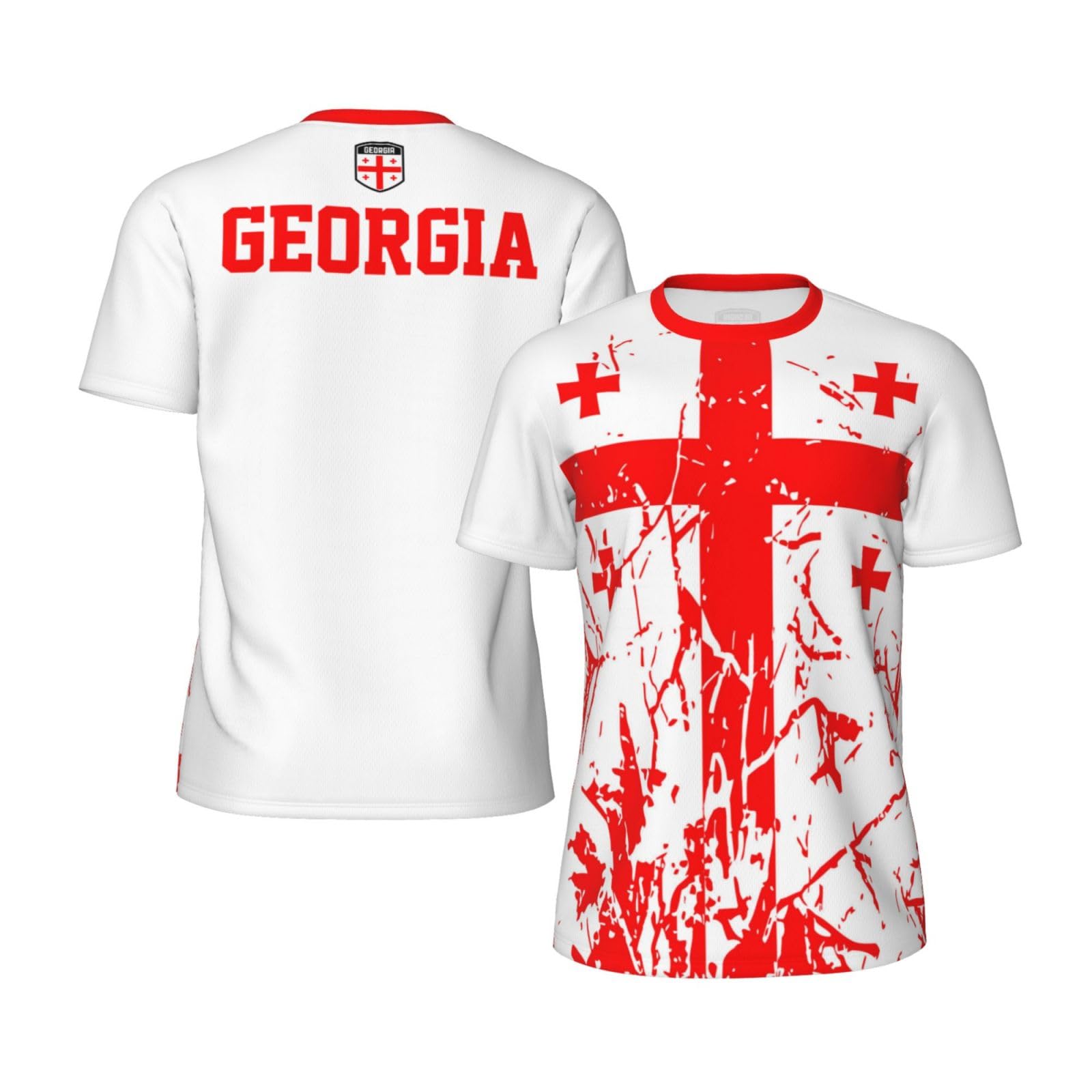 Georgia Flag Grain Sports Mesh T-Shirt Retro Jerseys for Running Cycling Soccer Tennis Fitness Climbing