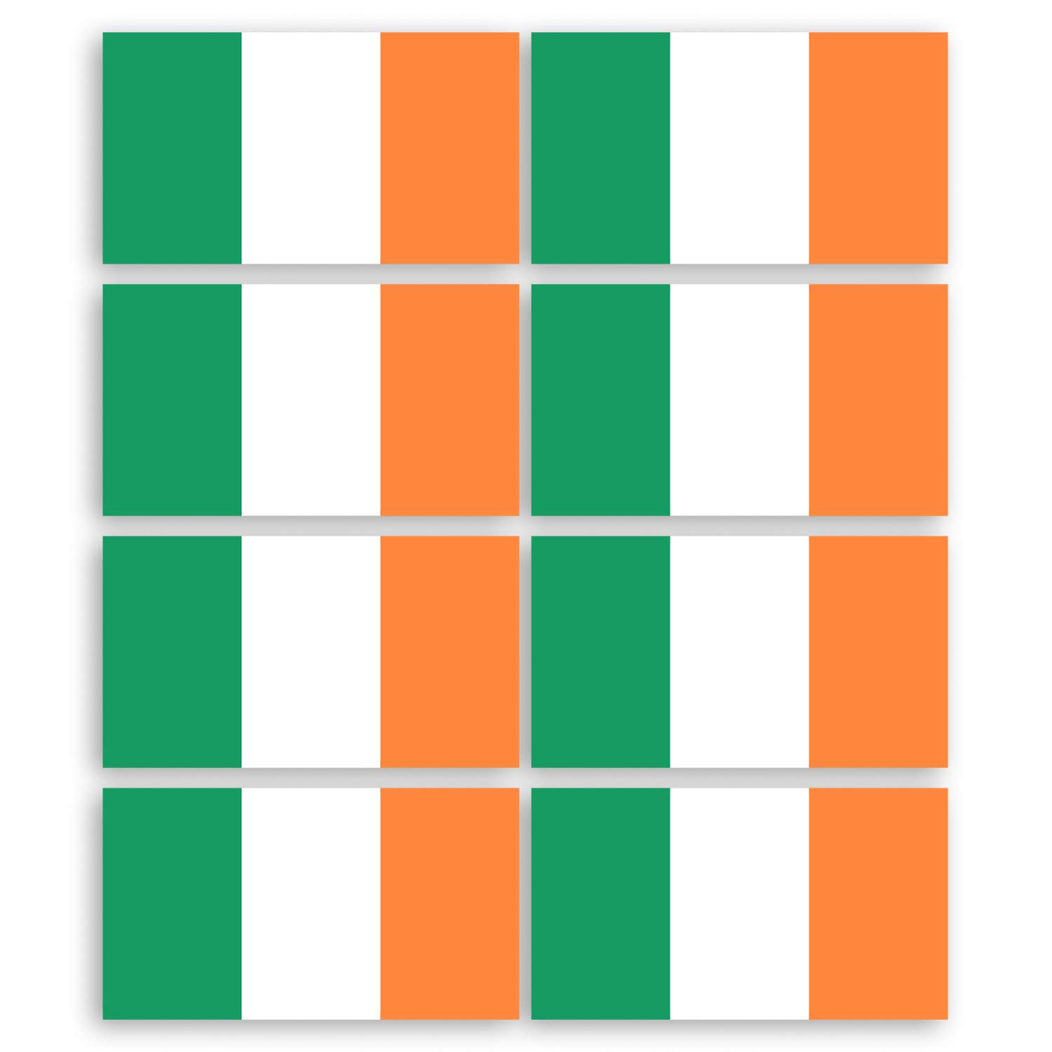 8 x 3cm Irish Flag Vinyl Stickers - Ireland Travel Luggage Laptop Sticker #34240 (3cm x 5.5cm (x8))