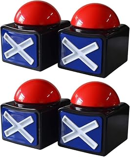 casstaly 4 Piezas Zumbador de Respuesta del Juego, Alarma de Timbre de Juego BotóN de ReproduccióN de Sonido con Prueba de Trivia de Luz Juguetes de Juego de Timbre de Talento