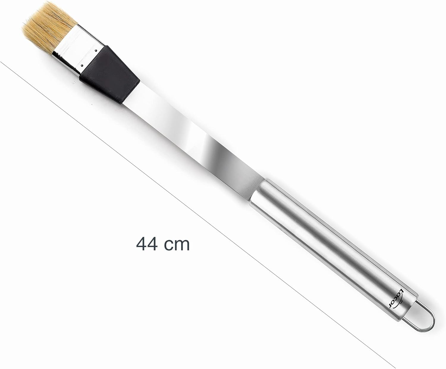 Lacor - 60264 - Stainless Steel Grill Brush, Ergonomic Handle, Dishwasher-Safe, 44 cm, Stainless Steel