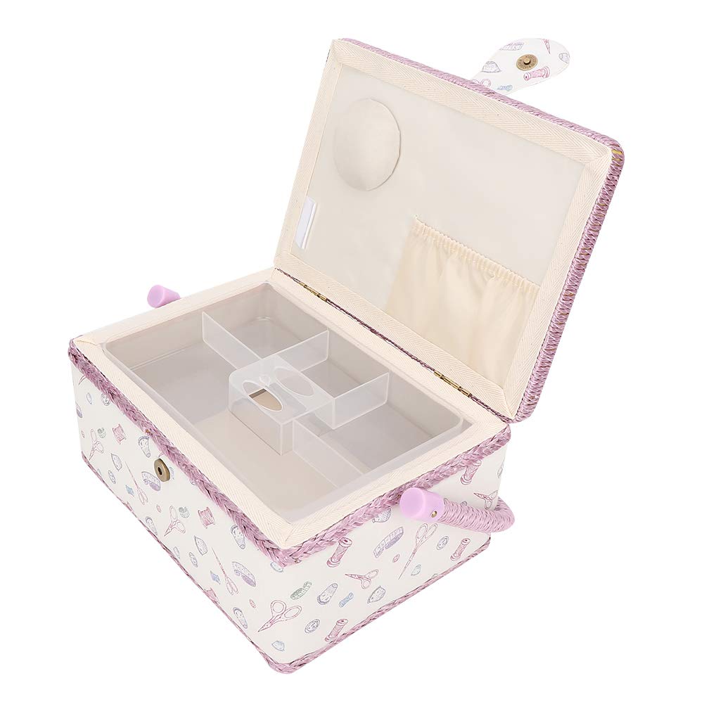 Durable Sewing Kits, Double-Layer Storage Sewing Basket, Wear-Resistance Vintage Fabric Craft for Thread Needle Organization for Adults Household Use