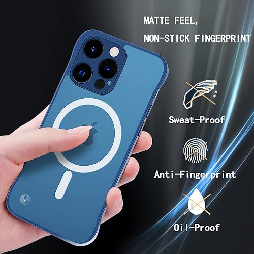 Miniatura 4 de Omio - Funda magnética delgada para iPhone 15 Pro compatible con MagSafe, transparente mate, ultrafina, diseño sin marco, sin bordes con bucle para