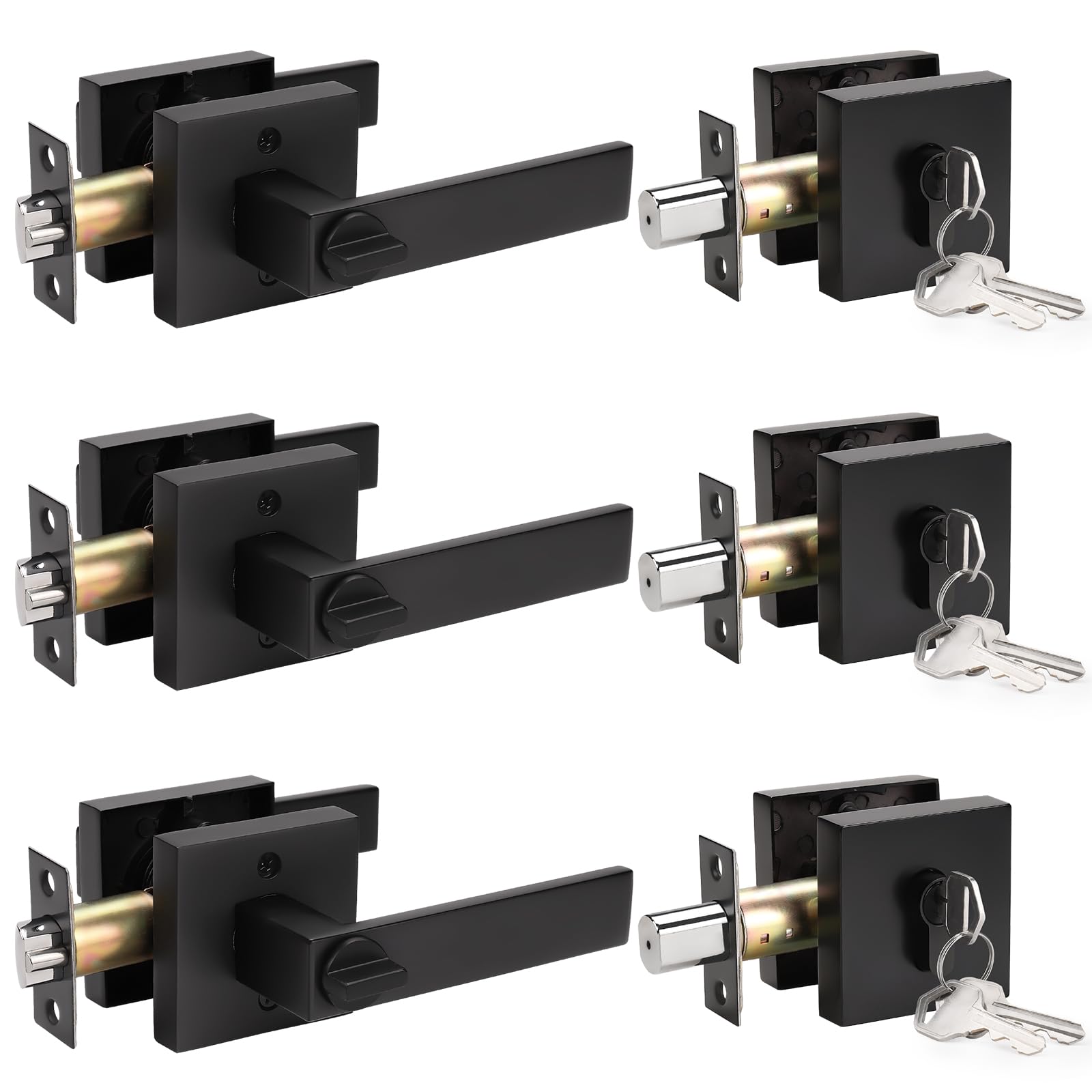 KNOBWELL Matte Black Door Knob & Deadbolt Set -32
