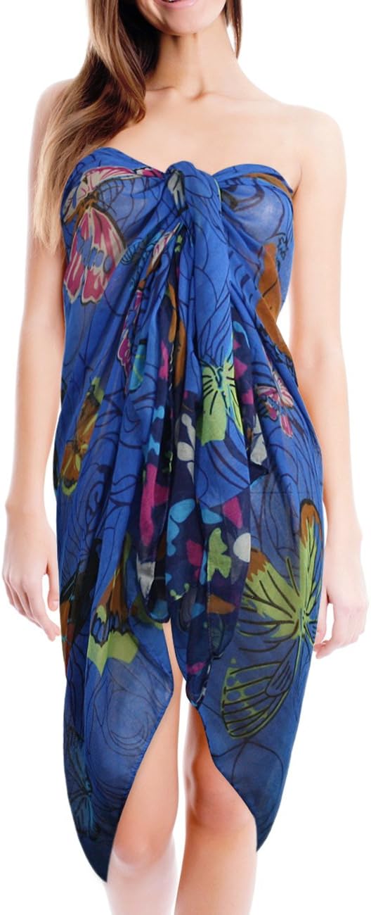 Brilliant Butterfly Rose Flower Imprint Long Scarf Shawl Sarong