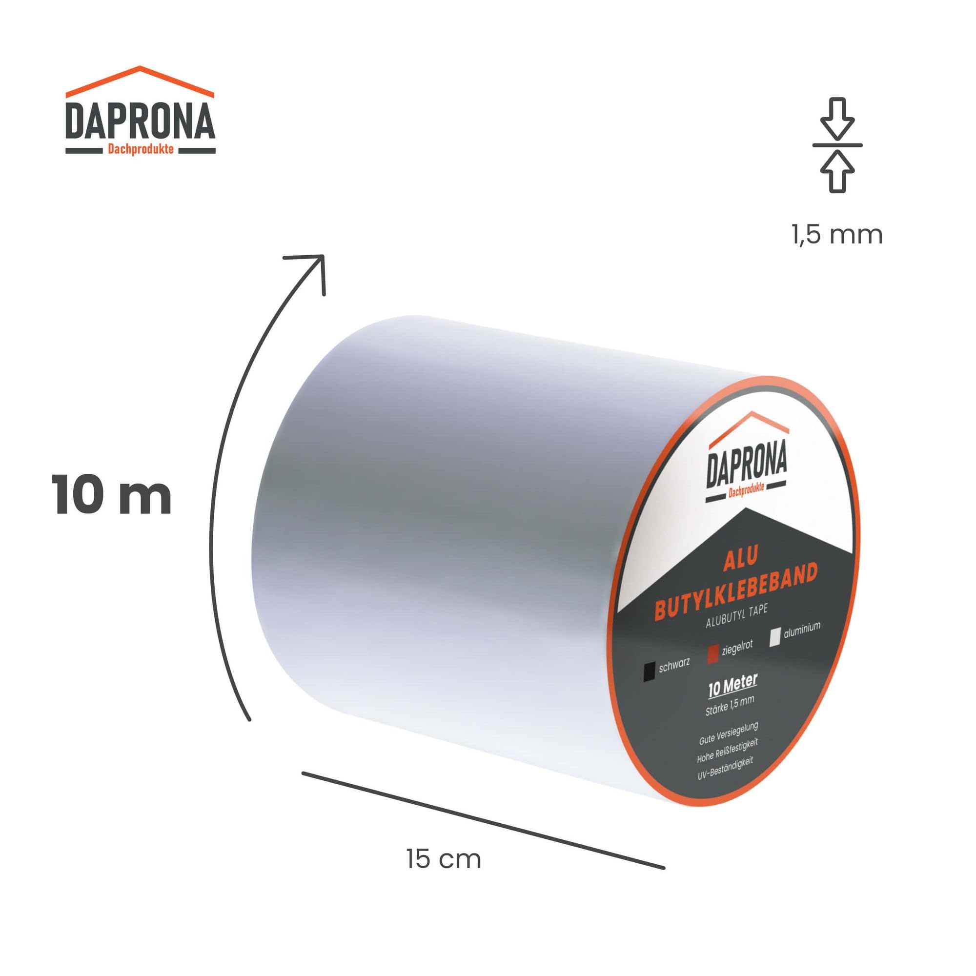 Taśma butylowa, taśma wzmocniona 10m x 150mm aluminium | Taśma uszczelniająca, taśma naprawcza, taśma uszczelniająca do okien i rynny, wodoodporna, odporna na wysoką temperaturę