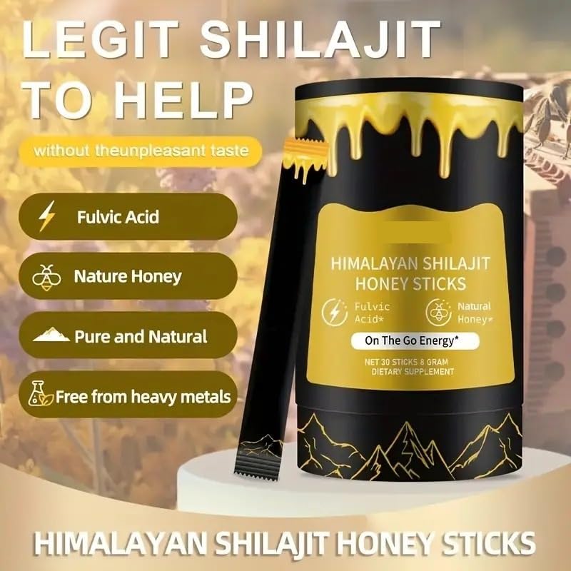 Miniatura 6 de Palitos de miel Shilajit  Shilajit puro del Himalaya con miel natural y azafrán  Más de 85 oligominerales y 75% más de ácido fúlvico  Energía,