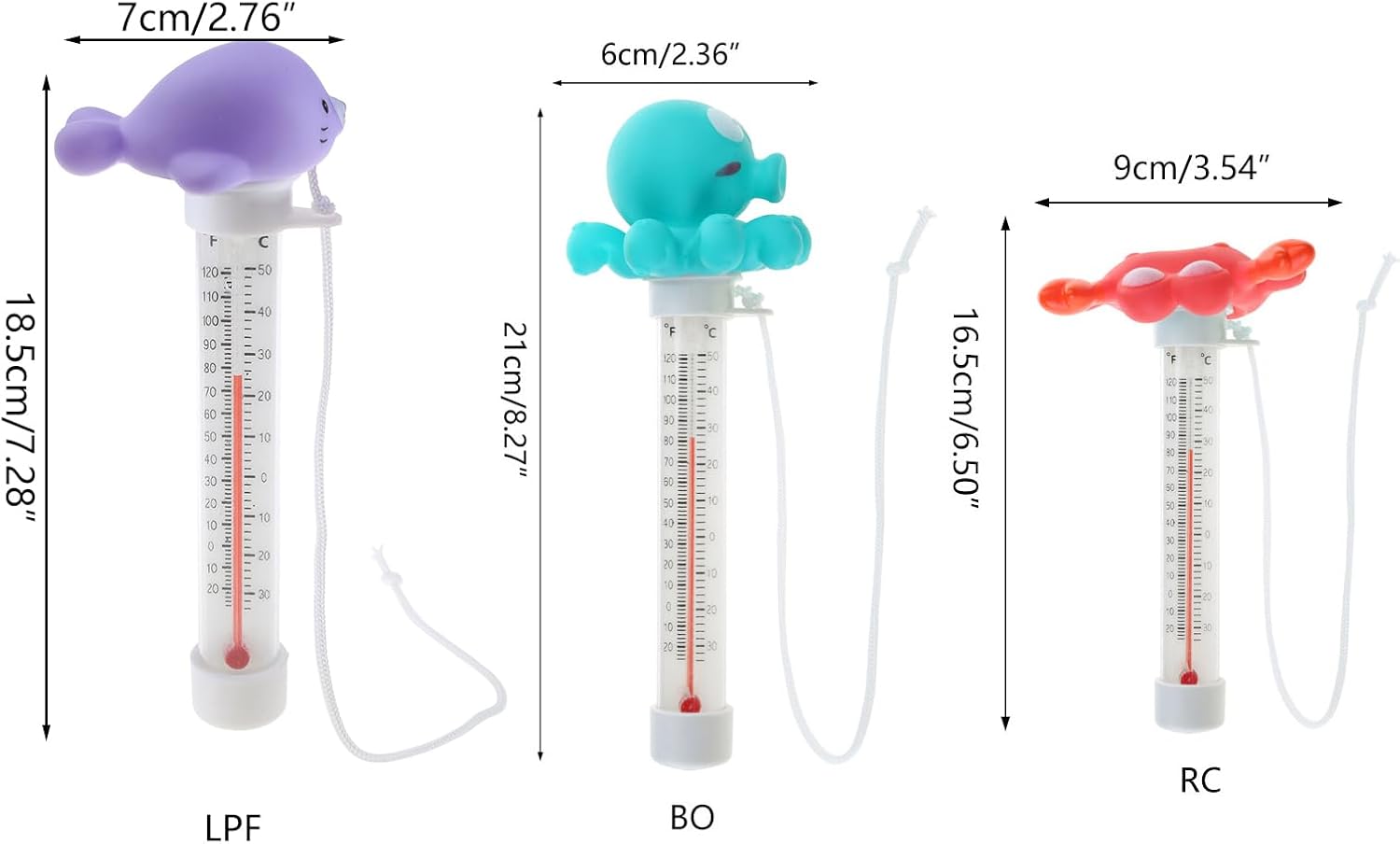 Ocean Animal Floating Pool Thermometer Children Bathtub Temperature for Swimming Pool Accessory Pool Thermometer, clown fish