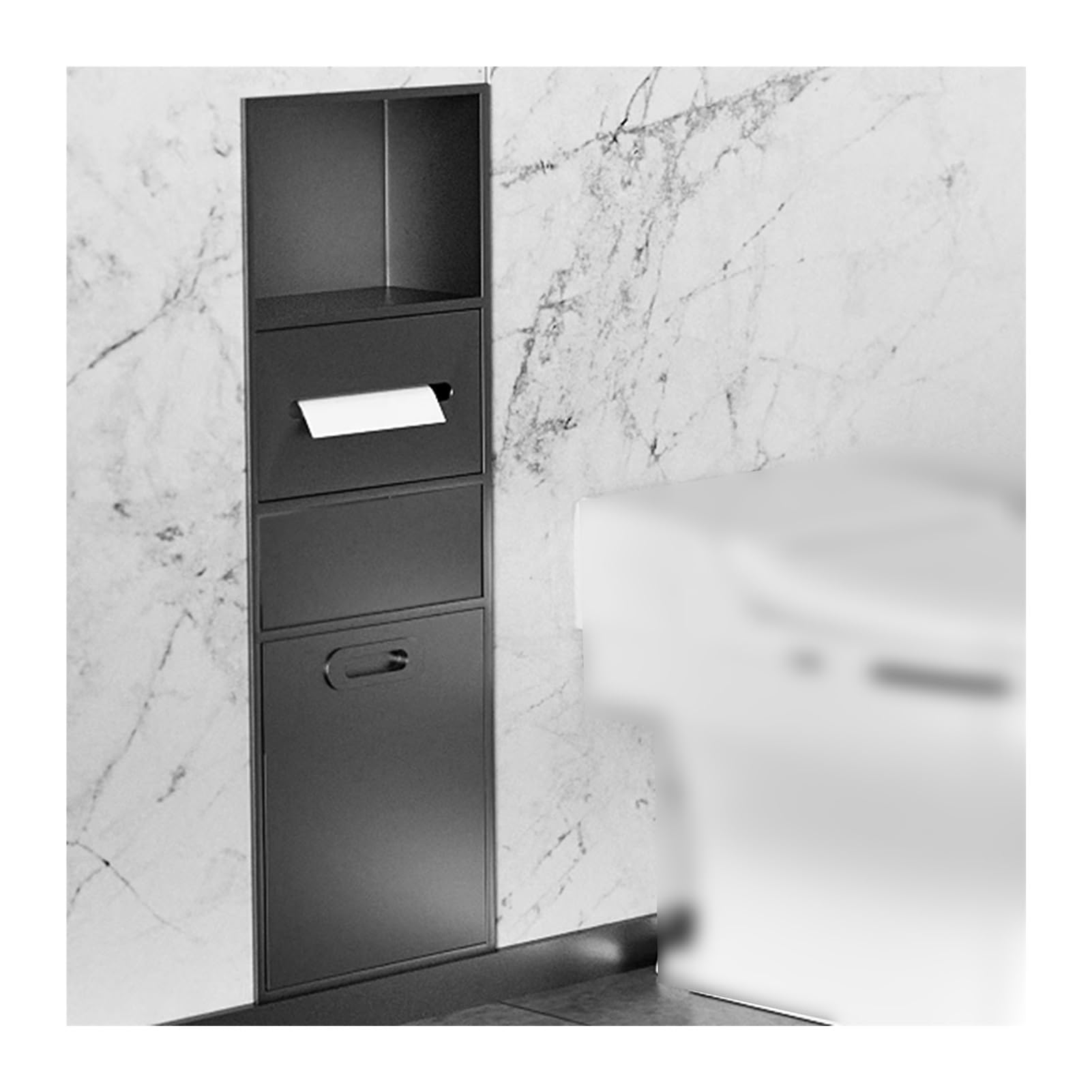 QUSYZD Black Stainless Steel Shower Niche - Waterproof Recessed Shelf for Wet Rooms, Bathroom Organizer for Toiletries, Shampoo, Toilet Paper, and Trash Can,Grey-a-11.81x33.85x5.51in/30x86x14CM