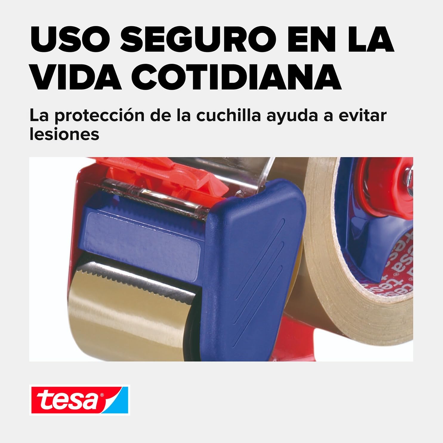 tesa Dispensador Manual Economy, Dispensador de Cinta Adhesiva Manual para Cintas de Embalaje de hasta 50 mm de Ancho