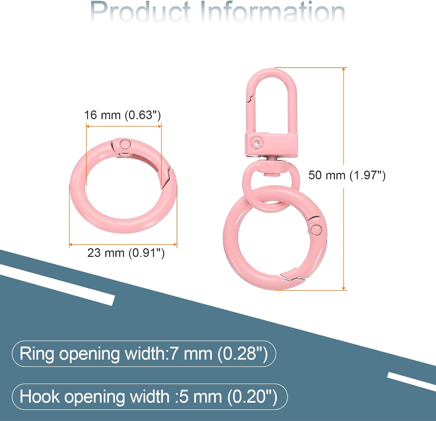 HARFINGTON 30pcs Lobster Claw Clasp Keychains Swivel Trigger Clips Zinc Alloys Colorful Keychain Clip Snap Hook Jump Flat Split Rings for DIY Craft Jewelry Making Car Keys, Light Pink image 2