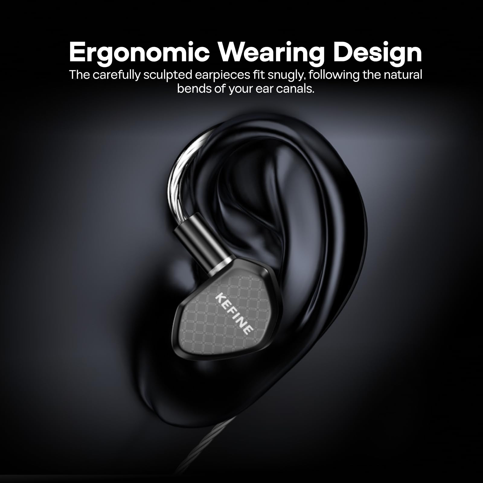Linsoul Kefine Klean In Ear Monitor,Auriculares con Driver Dinámico Diafragma DLC 10mm,Audífonos para Juegos,Boquillas Reemplazables,Cable Plateado Desmontable para Audiofilos(Sin Mic 3.5mm)