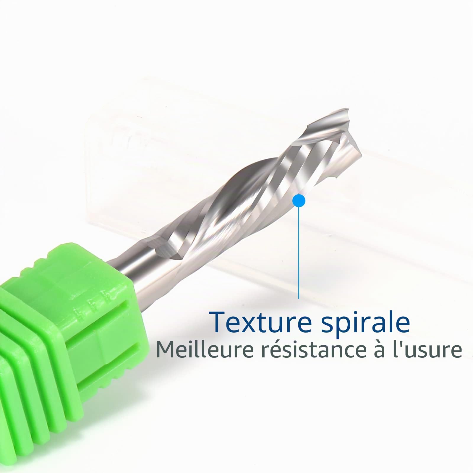 EU_HOZLY Lot de 5 fraises hélicoïdales Up&Down Compression Bit 4 mm, diamètre de coupe 4 mm, longueur de coupe 22 mm, fraise à tige CNC pour sculpture sur bois, gravure