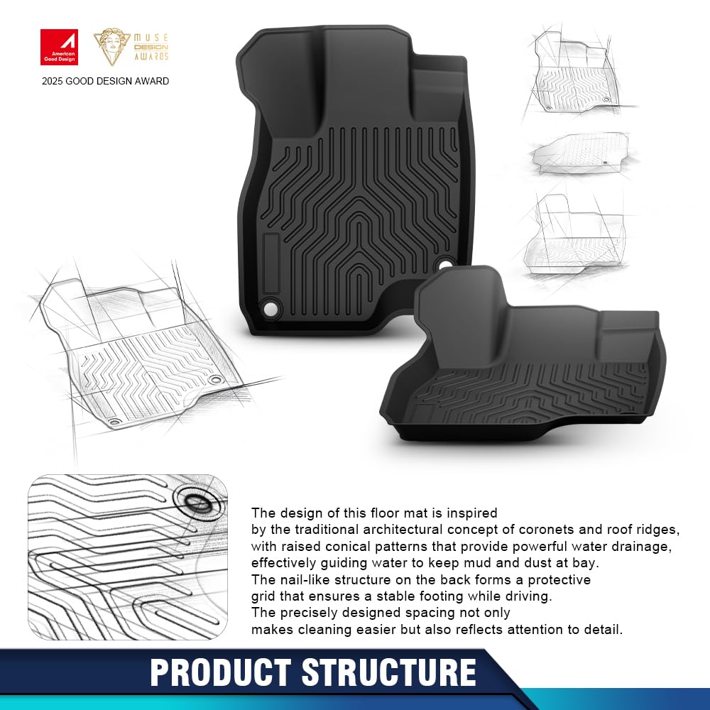 PIT66 Alfombrillas y alfombrillas para maletero para Tesla Model 3 2017-2023, 6-TLG TPE para todo tipo de clima, juego de alfombrillas de 1 a 2 filas y maletero juego completo Tesla Model 3 2017-2023