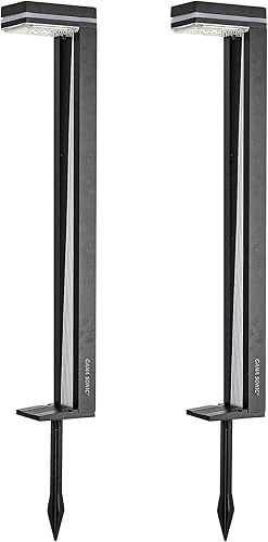 Gama Sonic Sentry 92iP260082 - Lámpara solar para caminos para exteriores, aluminio fundido resistente, moderna pasarela vertical, blanco brillante,