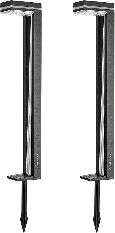 Sentry Lámpara solar para camino al aire libre, aluminio fundido resistente, pasarela moderna vertical, luz blanca brillante 6000 K, 60 lúmenes, luz blanca decorativa, paquete de 2, 92iP260082