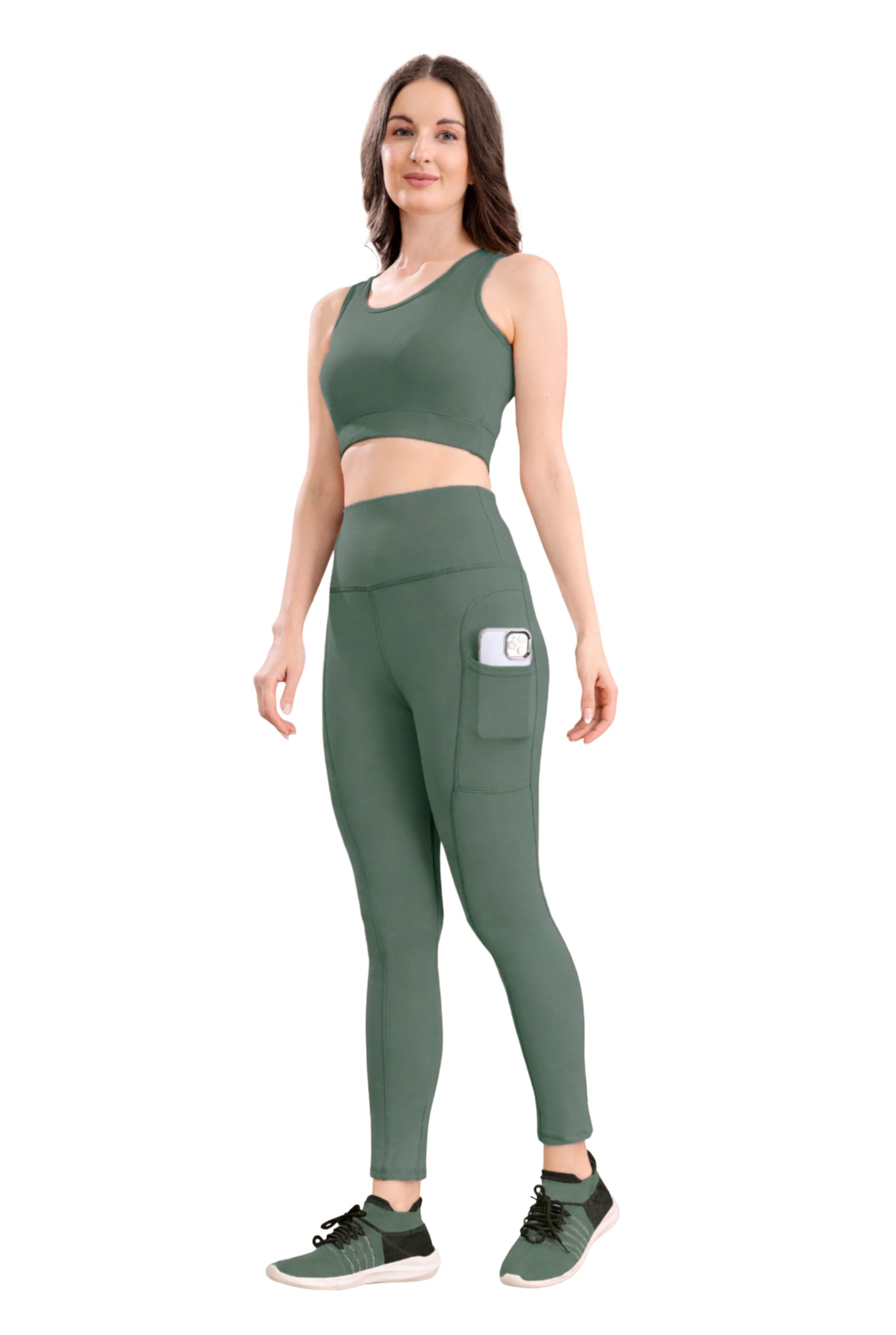 poojaran saree High-Waist Track Suit, Co-ord Set for Women's, Gym wear 2-Piece Workout Set, Sports Bra and Bottom Set, Sports Running Suits, Yoga Wear-picture-7