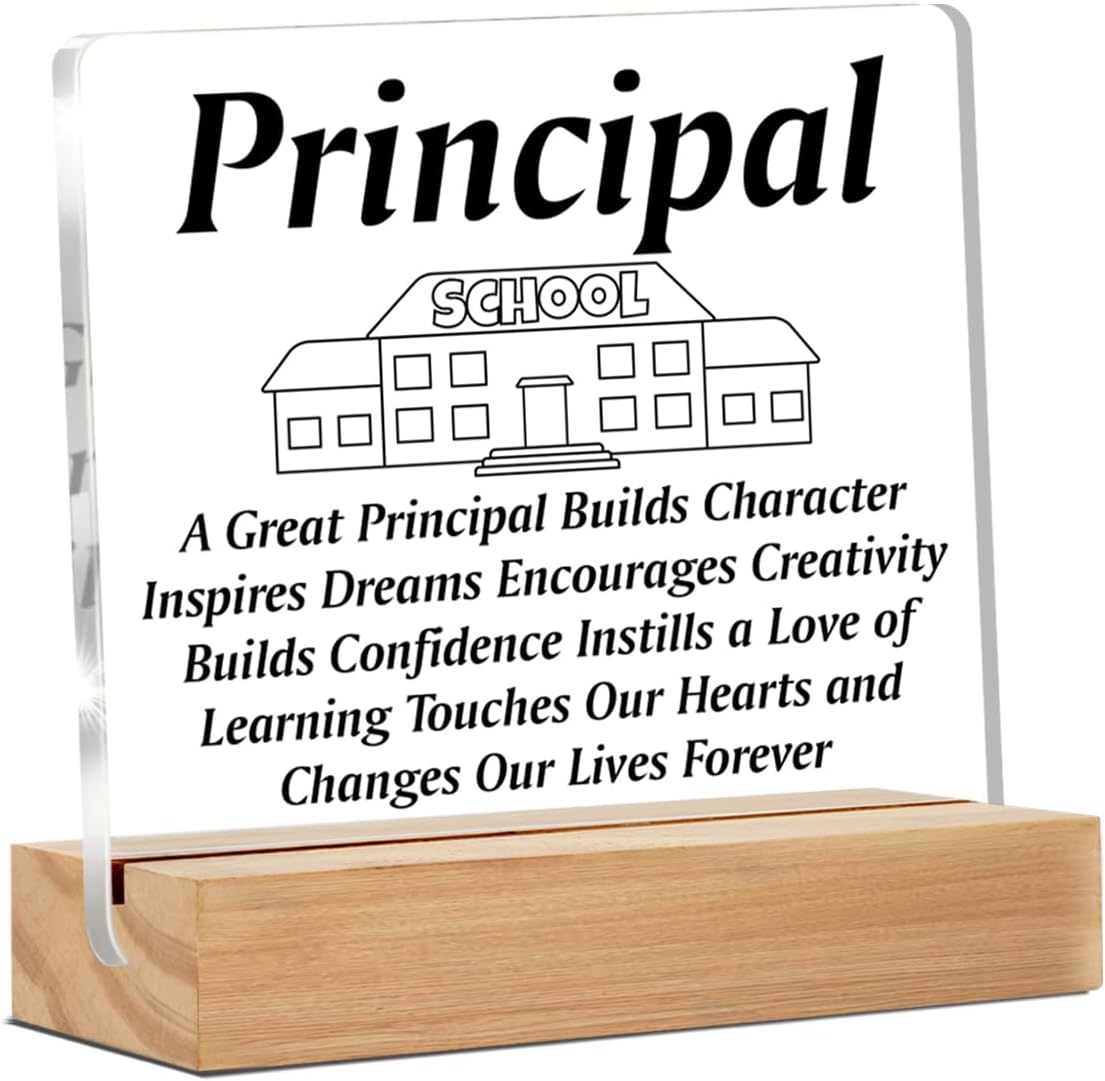 Best Principal Gifts, Principal Appreciation Gifts for Women Men, a Great Principal Clear Desk Decorative Sign Office Decor