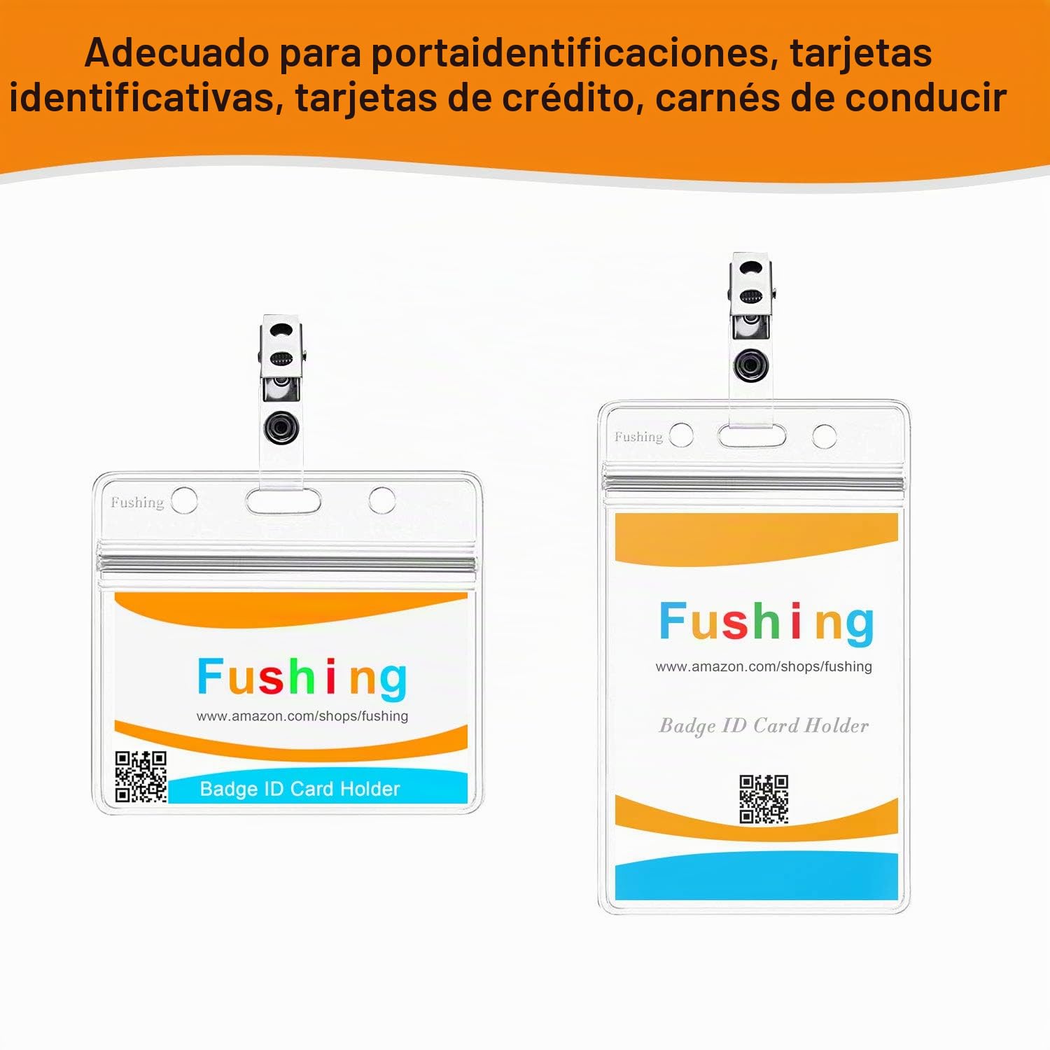 Fushing Pinzas De La Insignia Del Metal Con Las Correas Claras Del PVC Para Las Tarjetas De La Identificación Y Los Soportes De La Divisa (100)