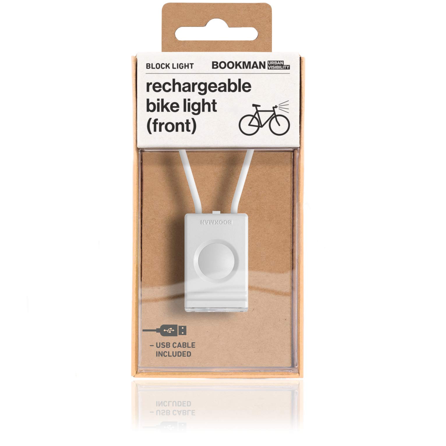 BookmanBicycle Front Block Light, White - H14 x W23 x D35 mm